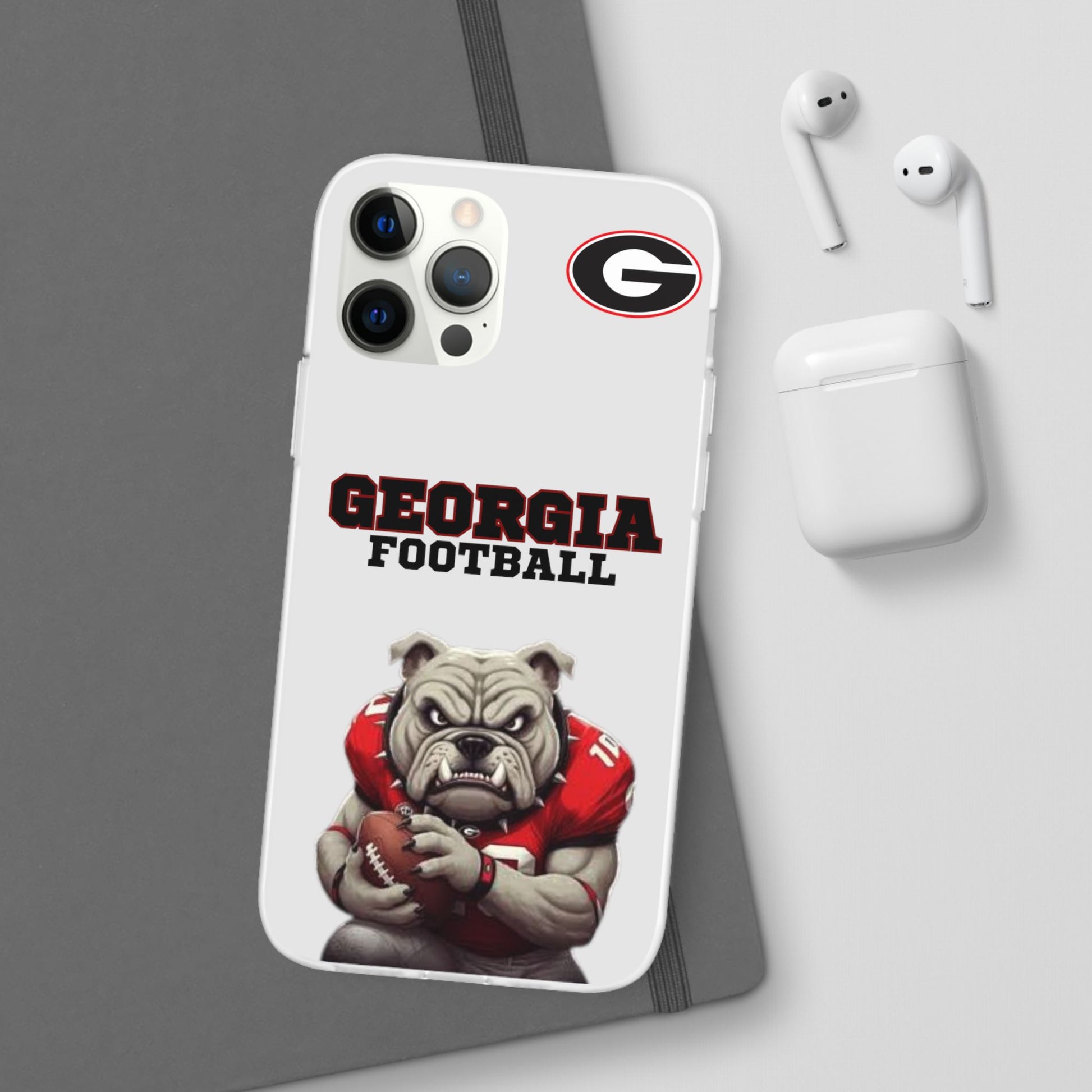 Bulldog Flexi Case for Georgia Fans, Sports Phone Cover, Football Gift, Personalized Phone Case, Pet Lovers Accessory