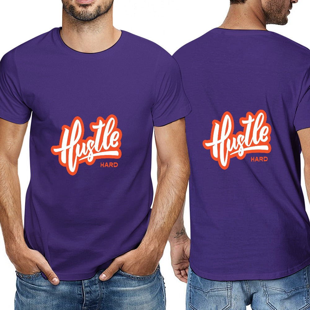 2025 New 150g Men's  Short Sleeve T-shirt-HUSTLE-Purple