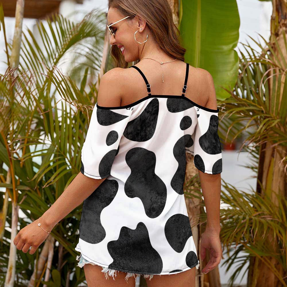 NDO Designs-Casual Ladies Off Shoulder Sling Short Sleeve Top