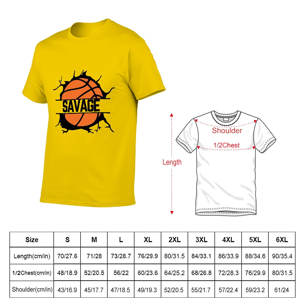 2025 New 150g Men's  Short Sleeve T-shirt-Yellow Basketball-Savage