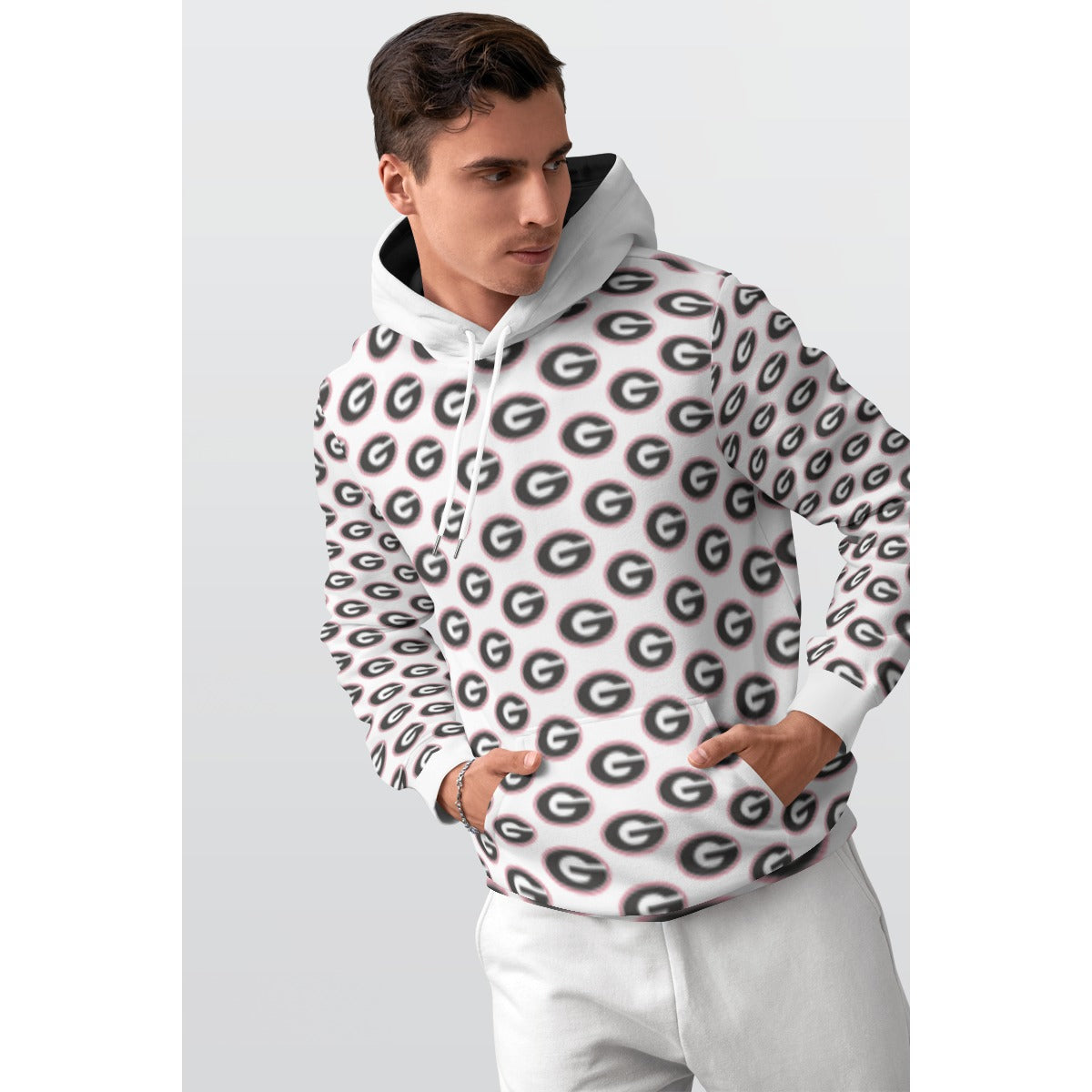 NDO-GA Bulldogs-All-Over Print Men's Thicken Pullover Hoodie