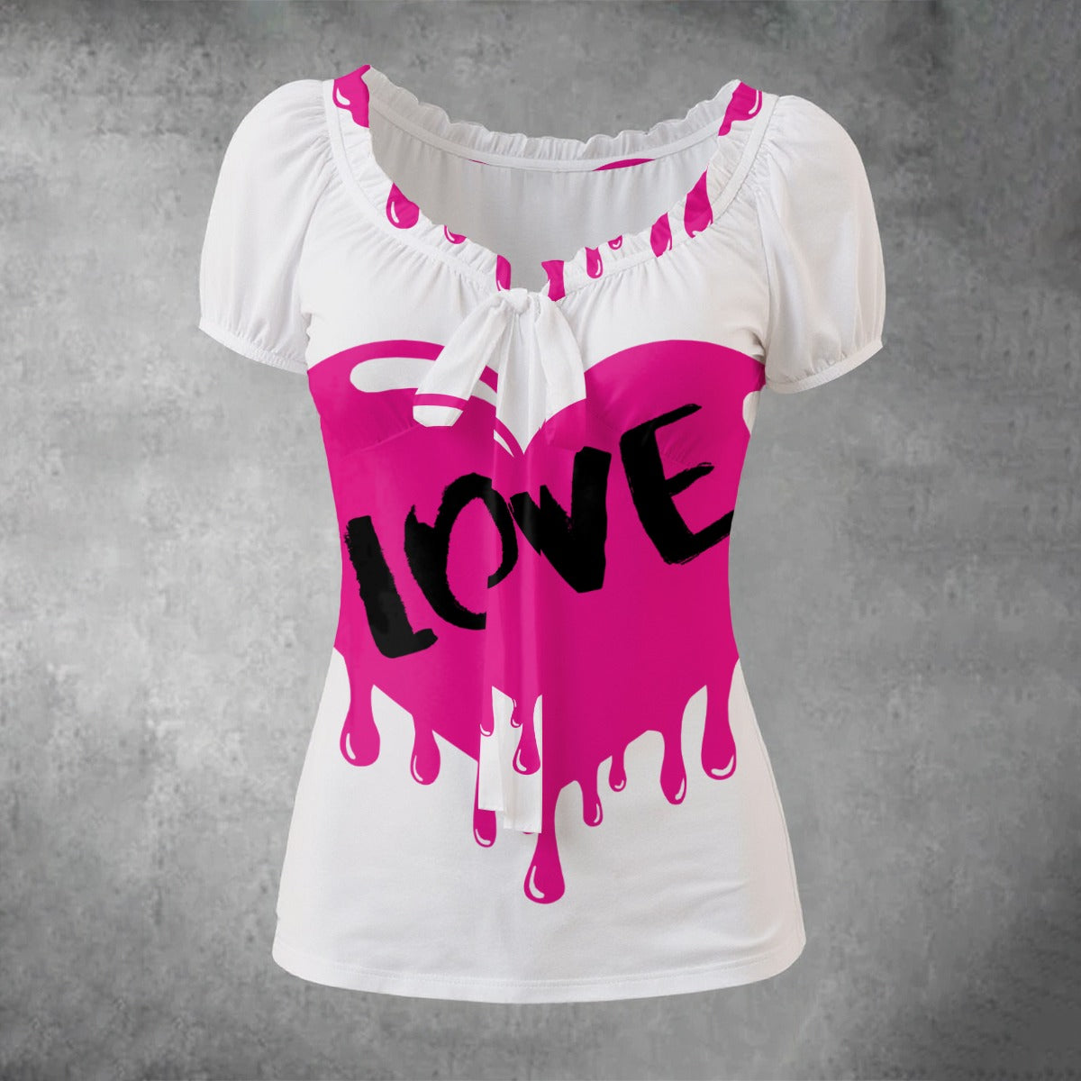 NDO Designs-Love- Women's Puff Sleeve Pleated Shirt