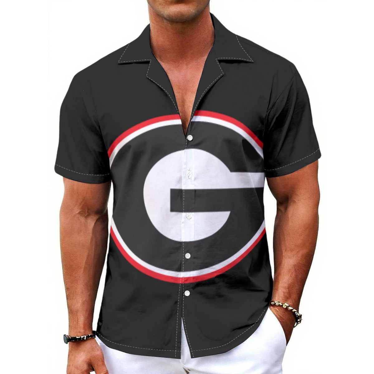 NDO GA Bulldogs- Men's Hawaiian Shirt With Button Closure