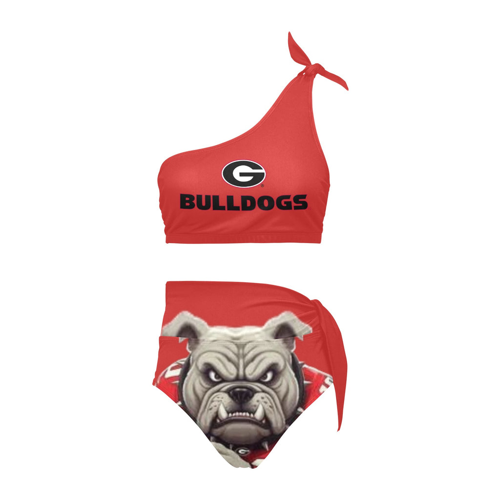 NDO Designs-Georgia Bulldogs-GA-High Waisted One Shoulder Bikini Set (S16)