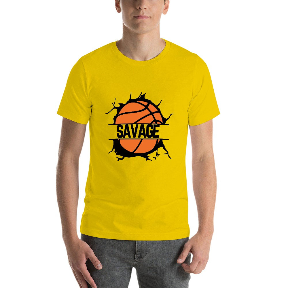 2025 New 150g Men's  Short Sleeve T-shirt-Yellow Basketball-Savage