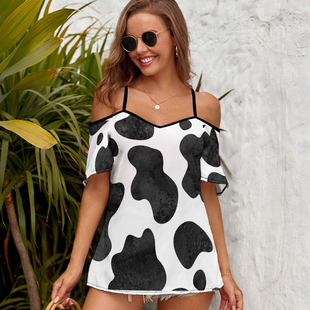 NDO Designs-Casual Ladies Off Shoulder Sling Short Sleeve Top