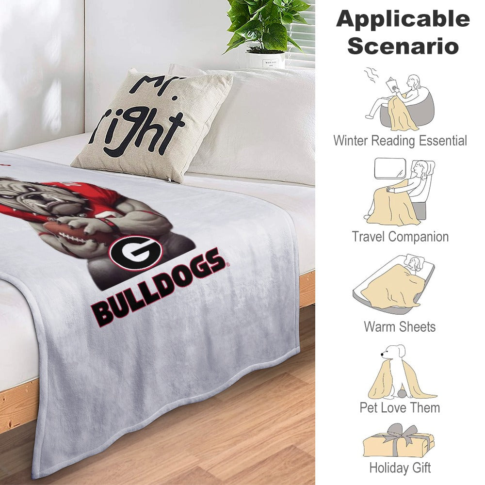 NDO Designs-GA Bulldogs Super Soft Flannel Blanket Multiple Sizes