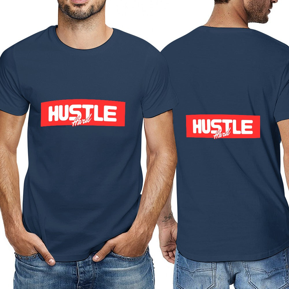 2025 New 150g Men's  Short Sleeve T-shirt-Blue Hustle (Red)