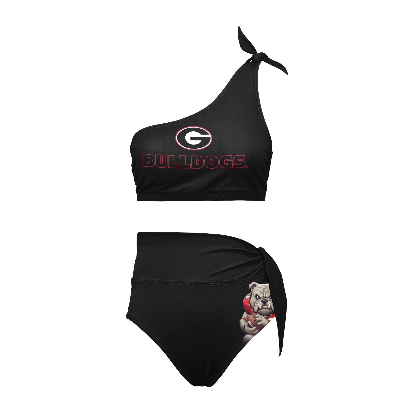 NDO Designs GA -Bulldogs-High Waisted One Shoulder Bikini Set (S16)