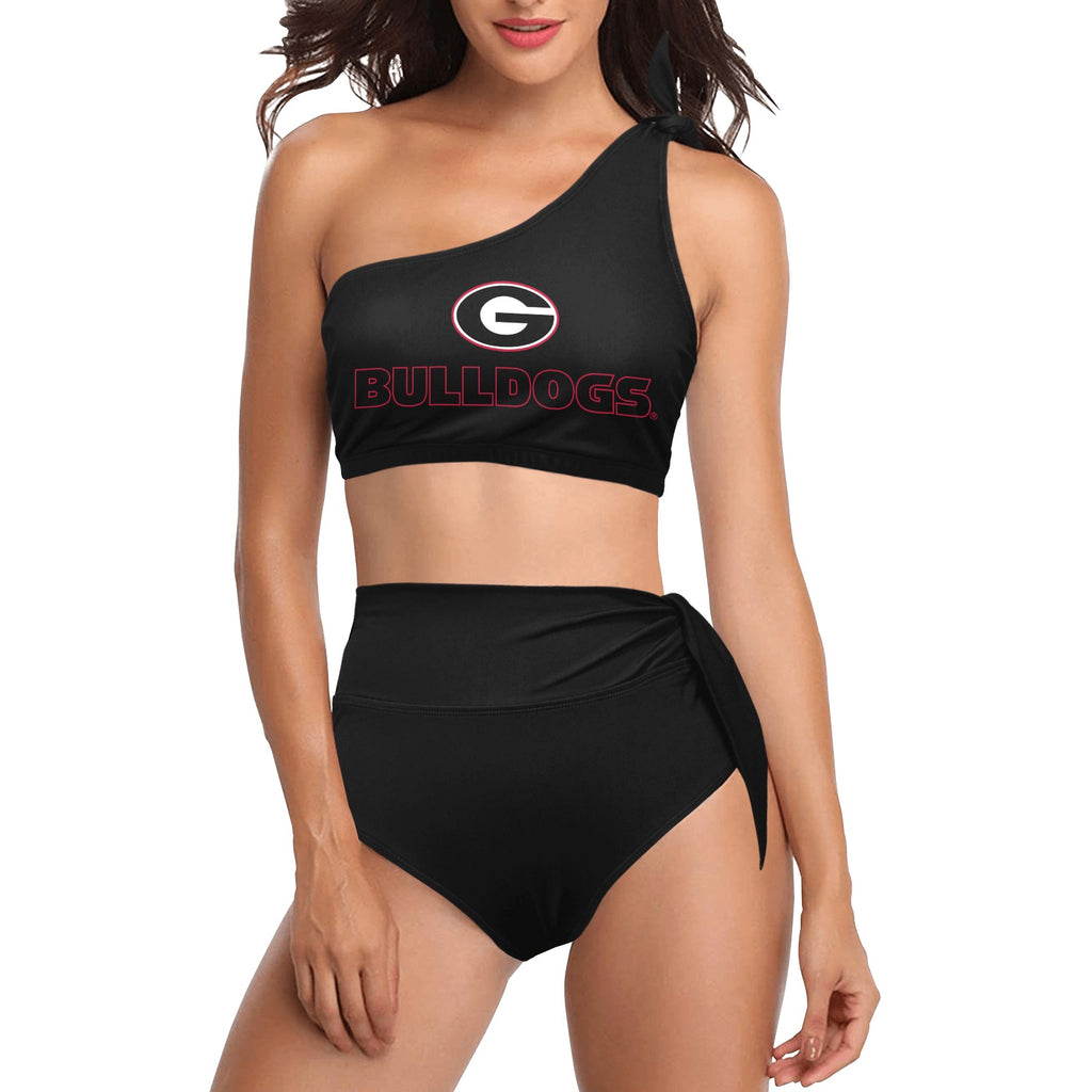 NDO Designs GA Bulldogs-High Waisted One Shoulder Bikini Set (S16)