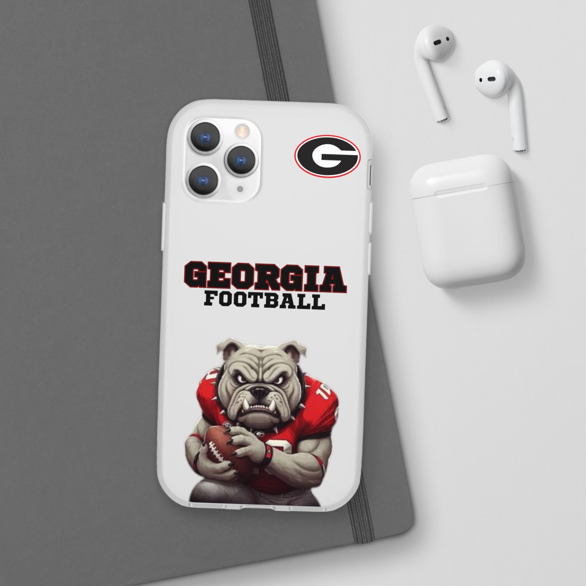 Bulldog Flexi Case for Georgia Fans, Sports Phone Cover, Football Gift, Personalized Phone Case, Pet Lovers Accessory