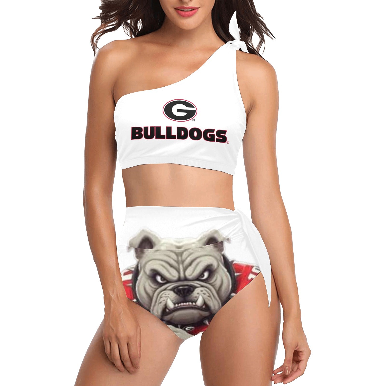 NDO Designs-Georgia Bulldogs-GA-High Waisted One Shoulder Bikini Set (S16)