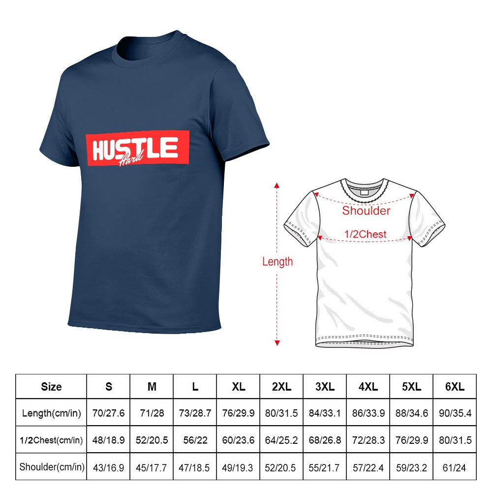 2025 New 150g Men's  Short Sleeve T-shirt-Blue Hustle (Red)