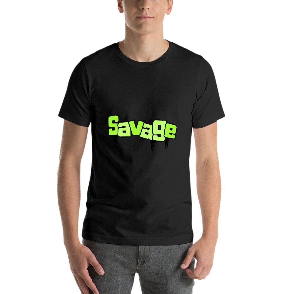 2025 New 150g Men's  Short Sleeve T-shirt-Blk Savage