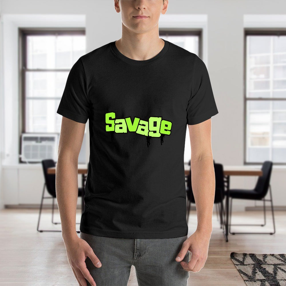 2025 New 150g Men's  Short Sleeve T-shirt-Blk Savage