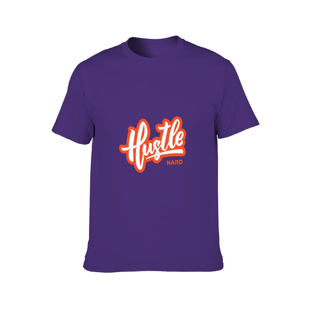 2025 New 150g Men's  Short Sleeve T-shirt-HUSTLE-Purple