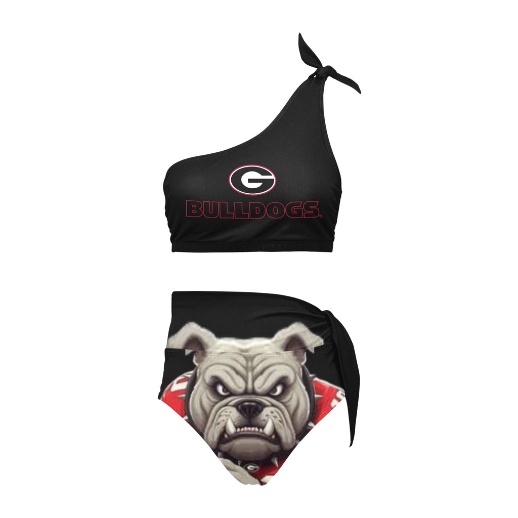 NDO Designs-Georgia Bulldogs-GA-High Waisted One Shoulder Bikini Set (S16)