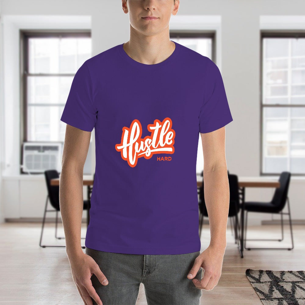 2025 New 150g Men's  Short Sleeve T-shirt-HUSTLE-Purple