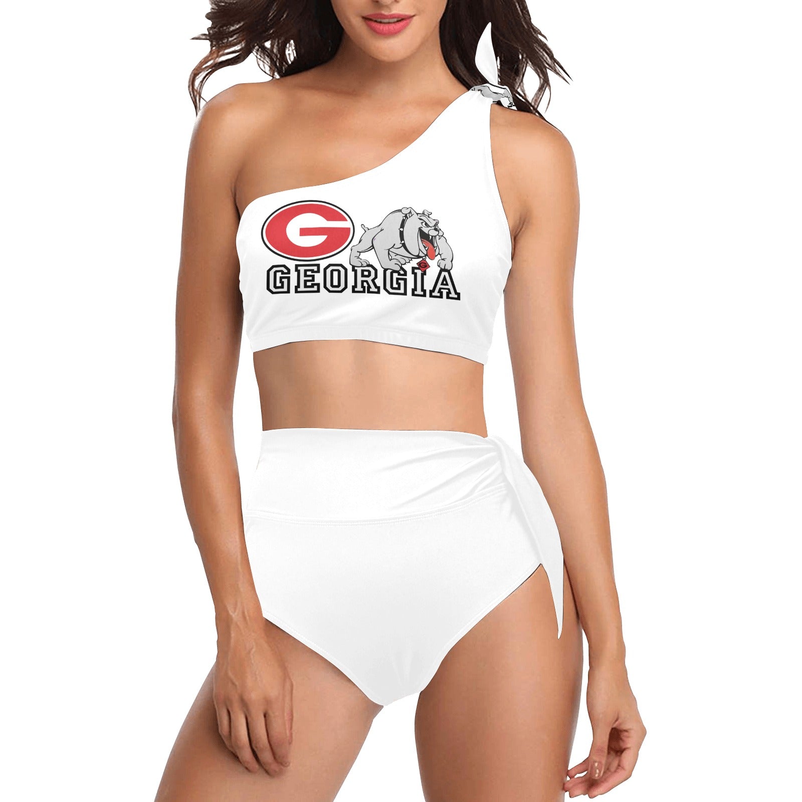 NDO Designs GA Bulldogs-High Waisted One Shoulder Bikini Set (S16)