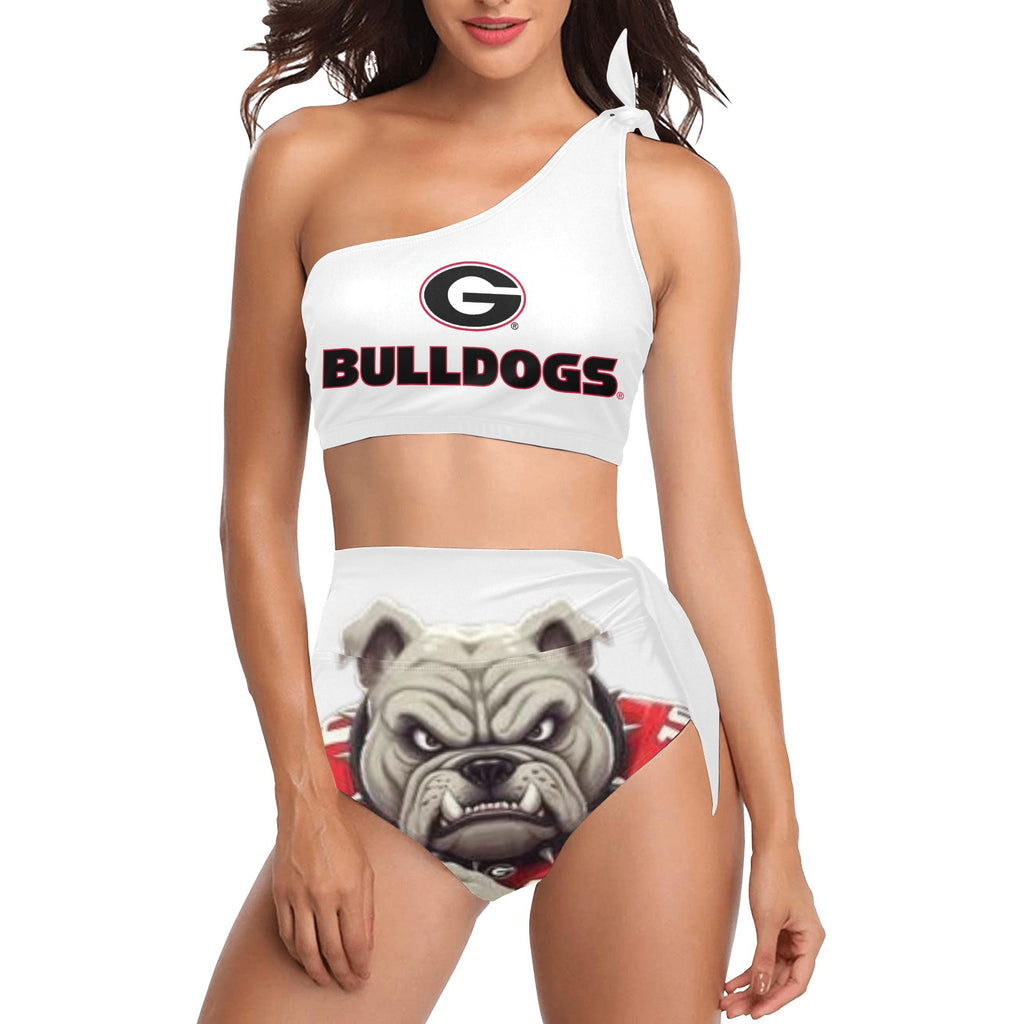 NDO Designs GA Bulldogs-High Waisted One Shoulder Bikini Set (S16)
