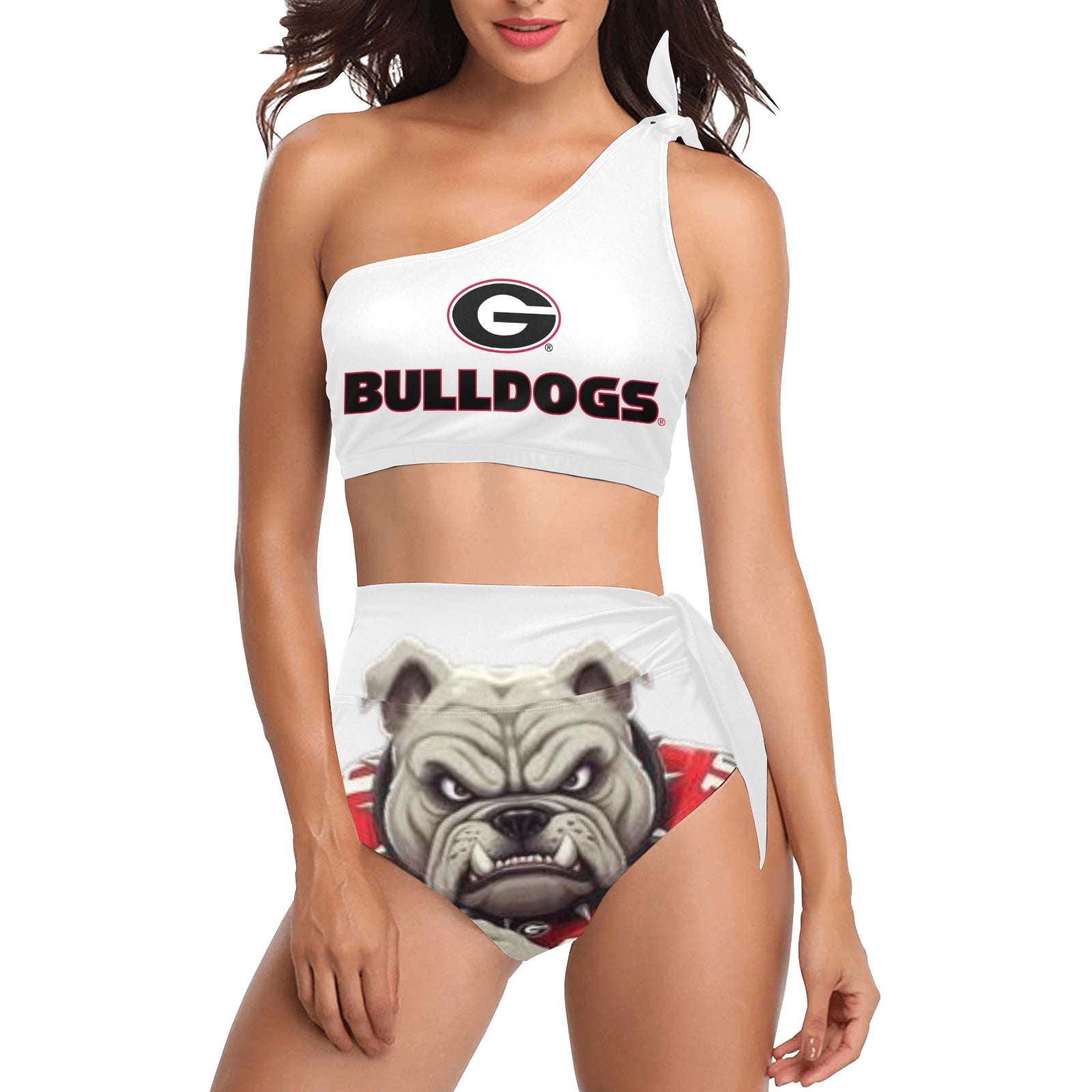 NDO Designs GA Bulldogs-High Waisted One Shoulder Bikini Set (S16)