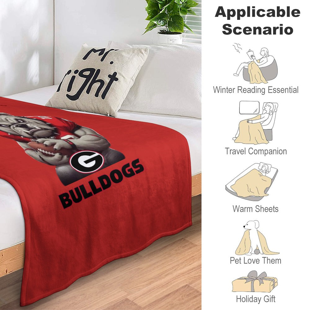 NDO Designs-GA Bulldogs Super Soft Flannel Blanket Multiple Sizes