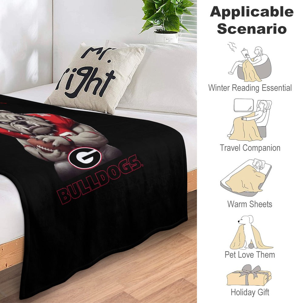 NDO Designs-GA Bulldogs Super Soft Flannel Blanket Multiple Sizes