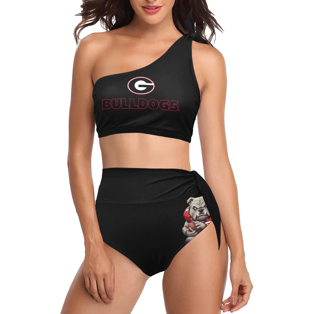 NDO Designs GA -Bulldogs-High Waisted One Shoulder Bikini Set (S16)