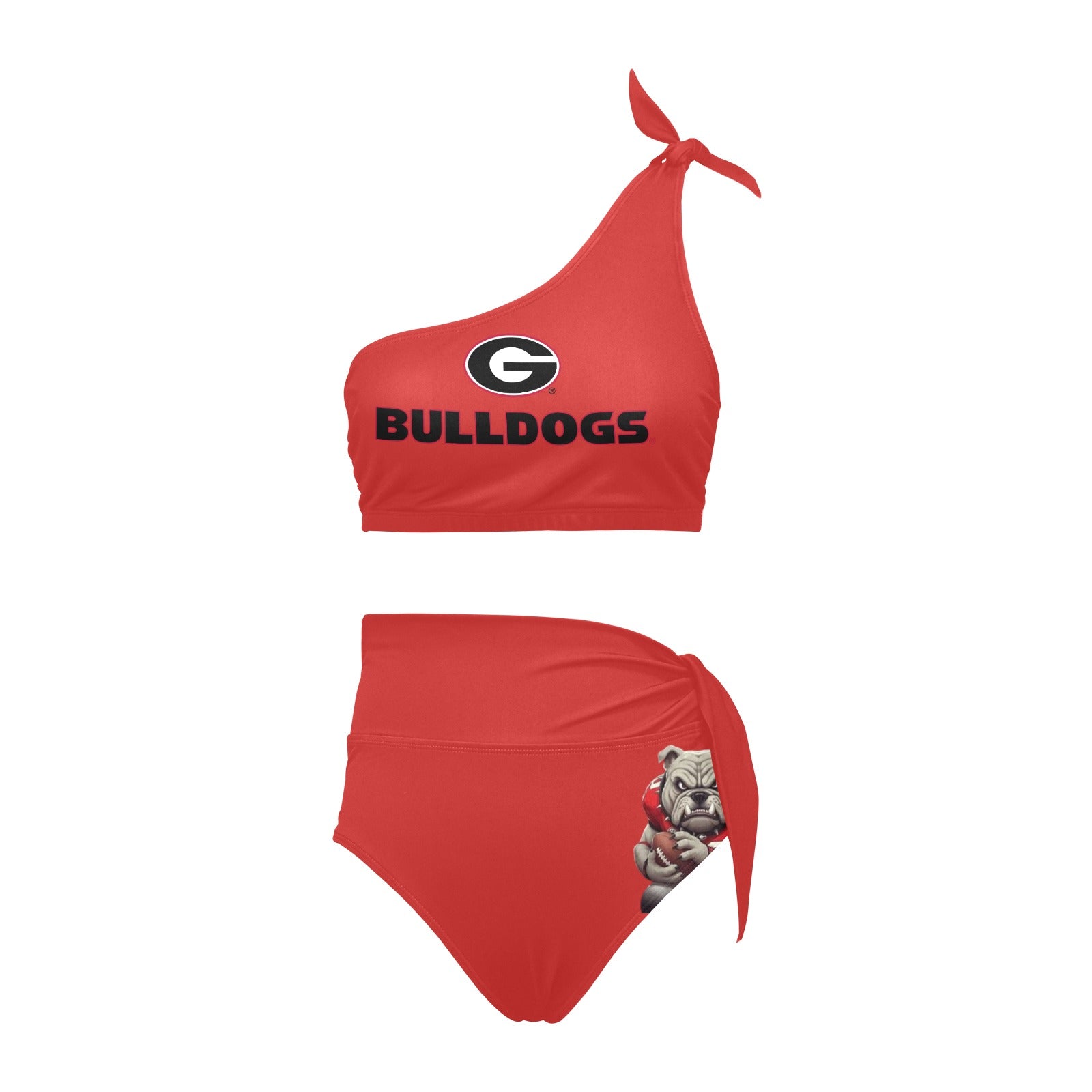 NDO Designs GA -Bulldogs-High Waisted One Shoulder Bikini Set (S16)