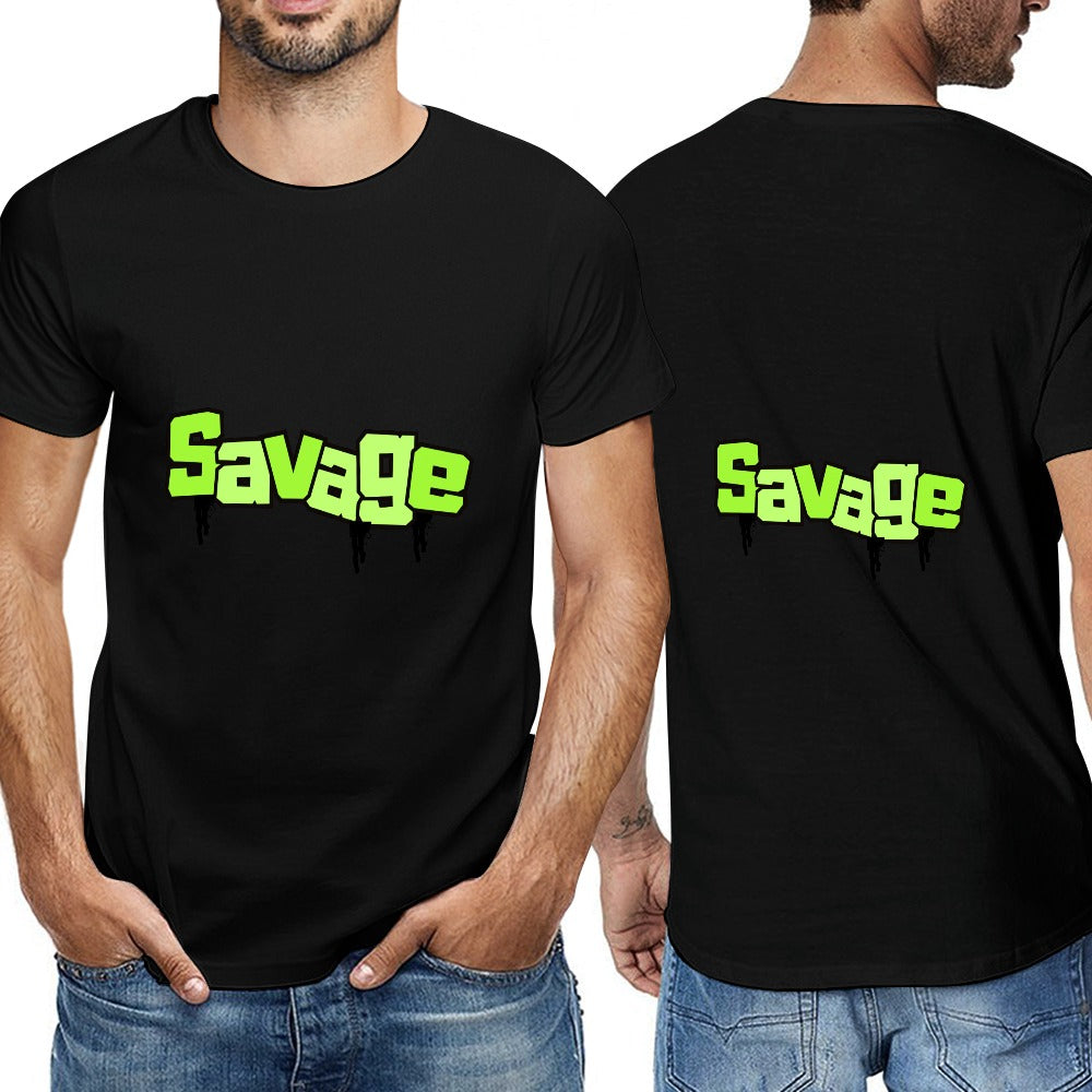 2025 New 150g Men's  Short Sleeve T-shirt-Blk Savage