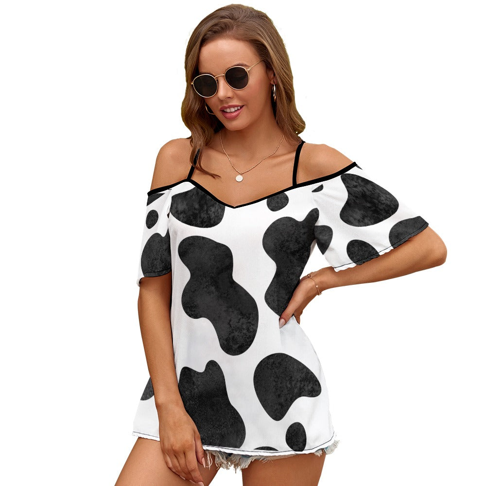 NDO Designs-Casual Ladies Off Shoulder Sling Short Sleeve Top