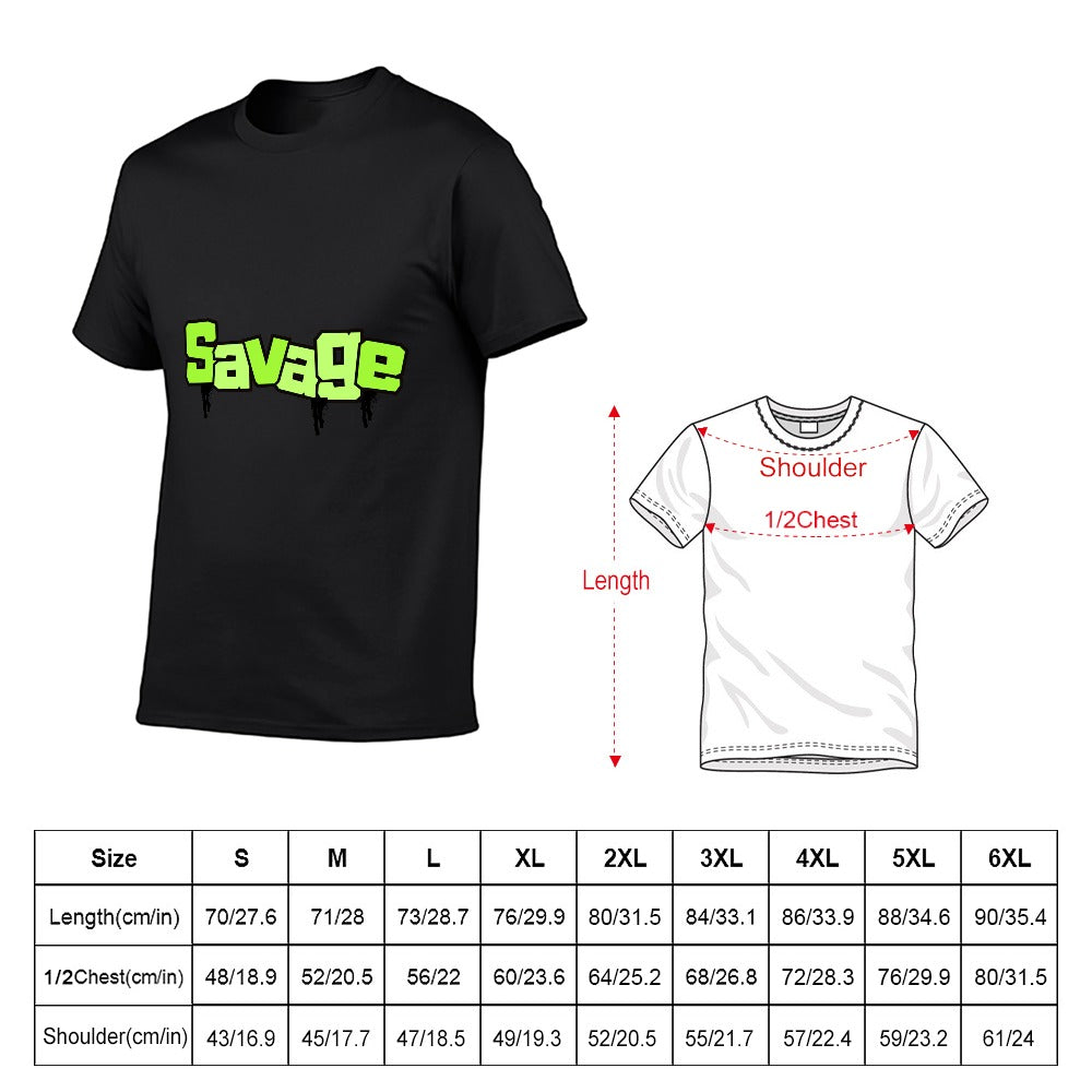2025 New 150g Men's  Short Sleeve T-shirt-Blk Savage