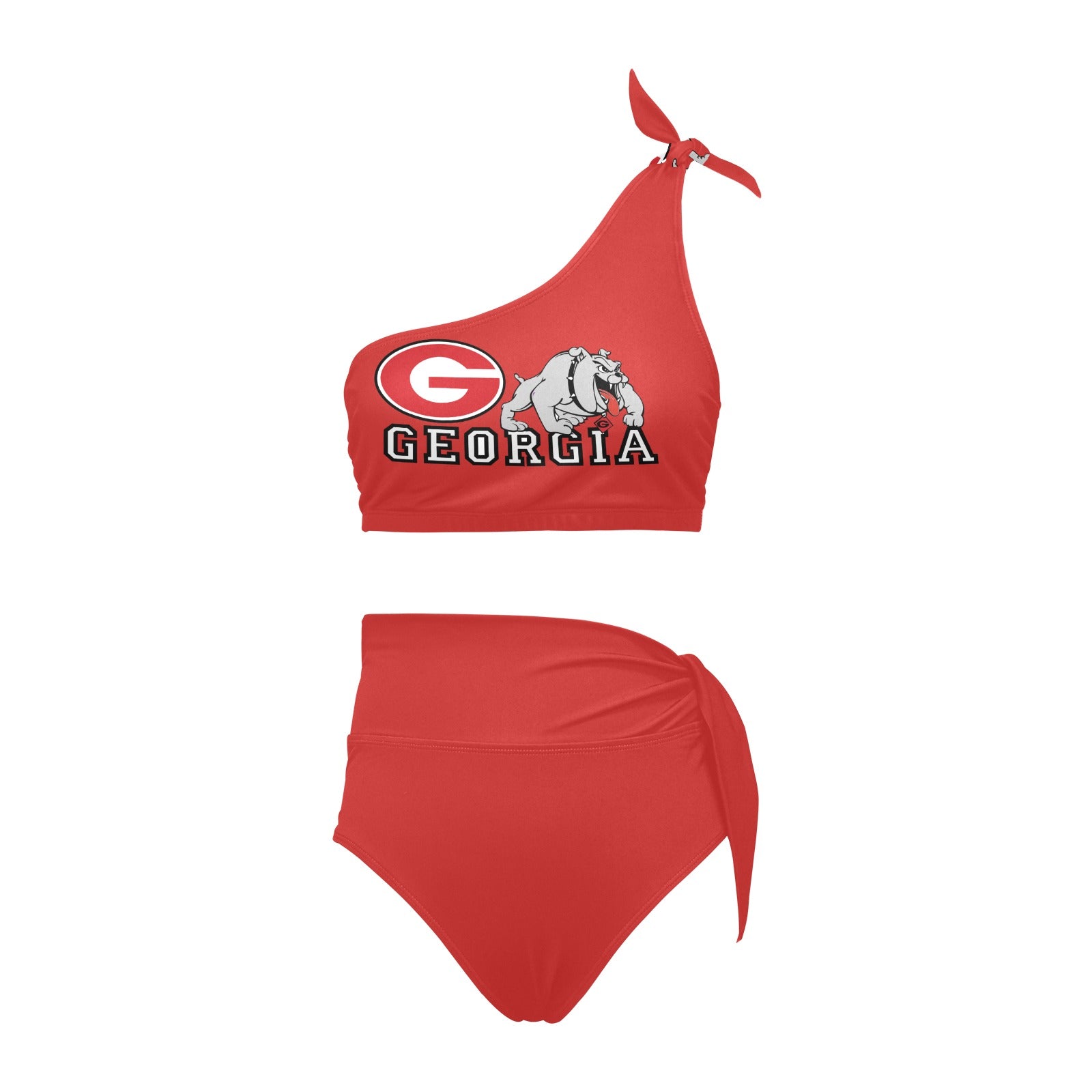 NDO Designs GA Bulldogs-High Waisted One Shoulder Bikini Set (S16)