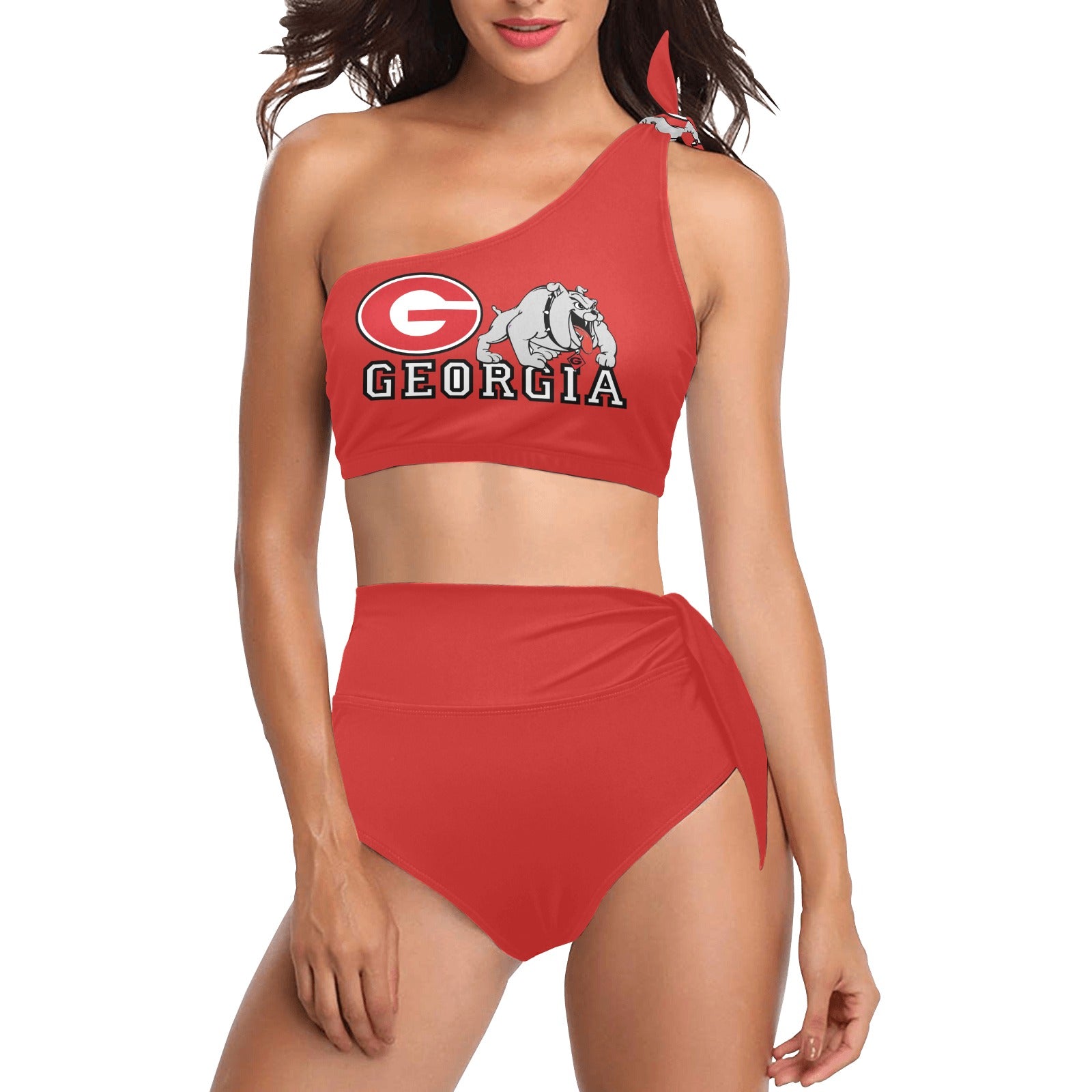 NDO Designs GA Bulldogs-High Waisted One Shoulder Bikini Set (S16)