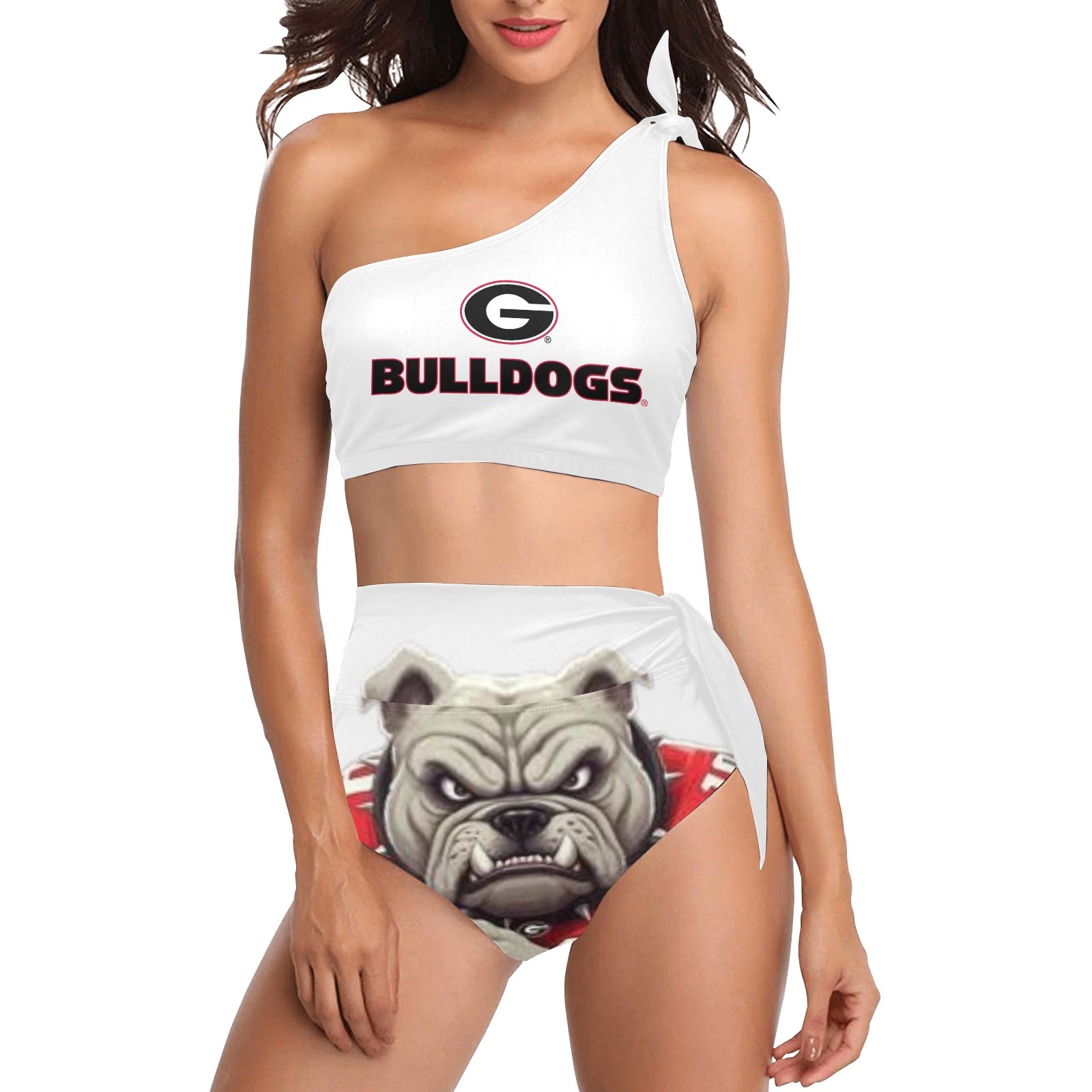 NDO Designs-Georgia Bulldogs-GA-High Waisted One Shoulder Bikini Set (S16)