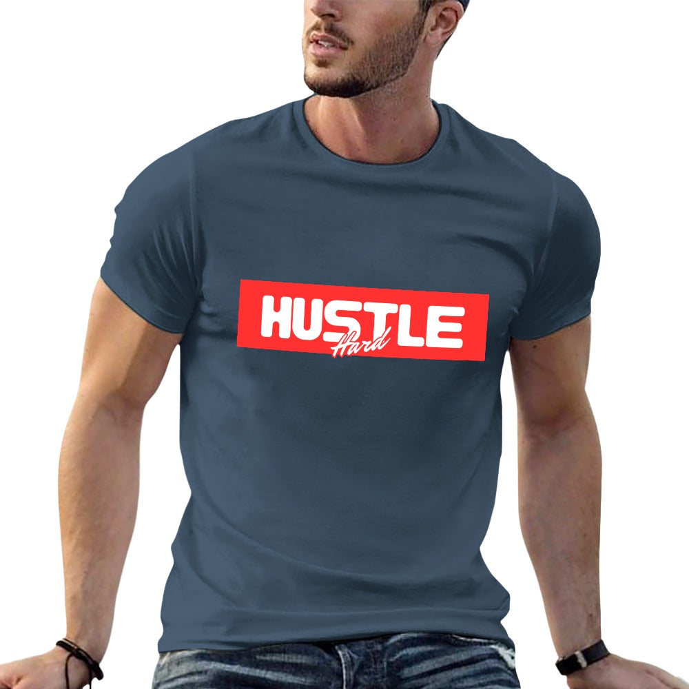 2025 New 150g Men's  Short Sleeve T-shirt-Blue Hustle (Red)