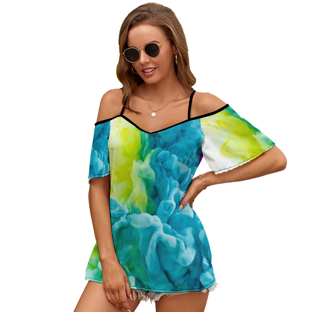 NDO Designs-Casual Ladies Off Shoulder Sling Short Sleeve Top