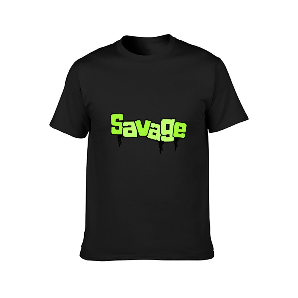 2025 New 150g Men's  Short Sleeve T-shirt-Blk Savage